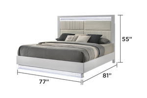 English Elm Glam King Bedroom Set - 4-Piece Luxe Velvet & Wood Collection With Led Lighting & Crystal Accents B009S02132