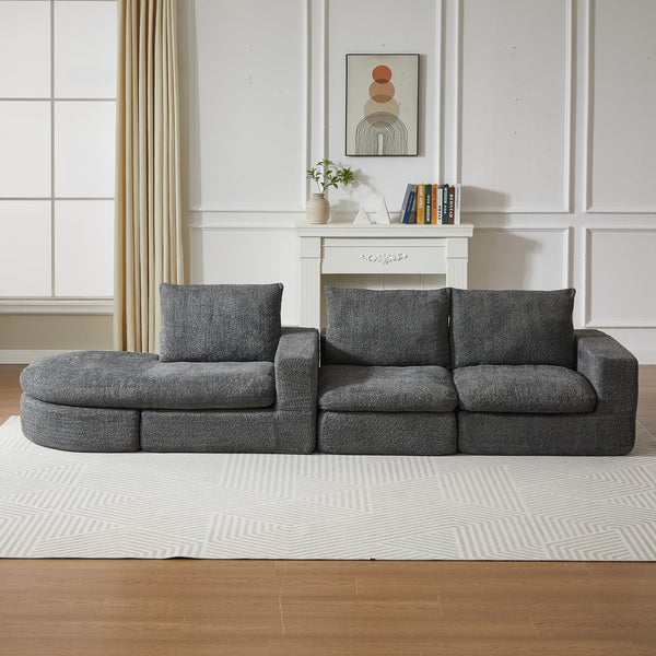 English Elm 99-Inch Chenille Cloud Curved Sectional Sofa With Reversible Chaise For Stylish Living Spaces W834S00477