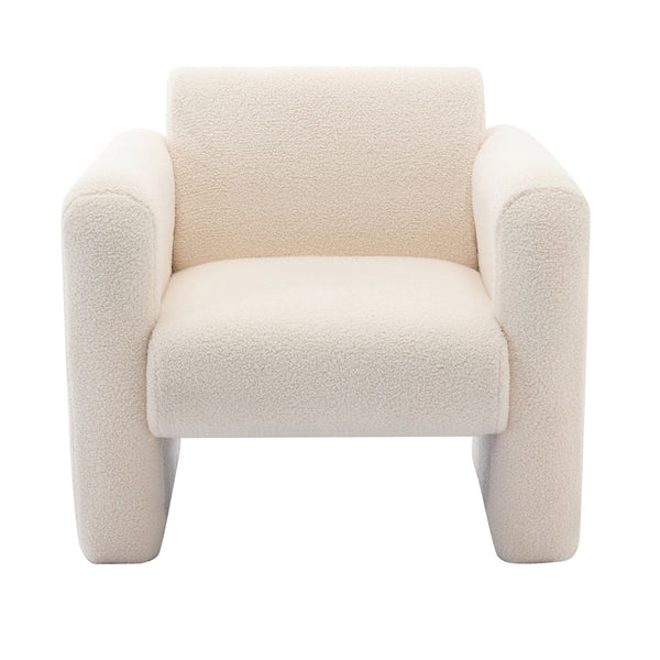 English Elm Modern Accent Chair Breathable Sherpa Upholstered Reading Armchair with Plush Cushion and Lumbar Support Cream 30 L x 25.75 W x 22.76 H WF325072AAC