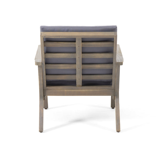 English Elm Christopher Knight Home® - Outdoor Acacia Wood Club Chairs with Cushions Dark Grey Set of 2 — Water‑Resistant Cushions, Open Slat Design, Durable 33.5" x 26" x 21.75" 66464.00DGRY