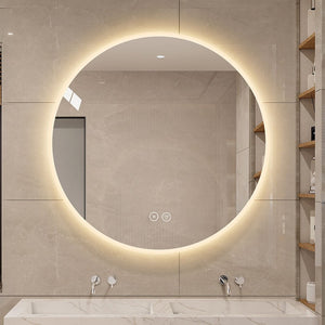 English Elm Round Led Vanity Mirror Frameless Anti-fog Wall Mount with Dimming for Bath or Bedroom W2071P313176