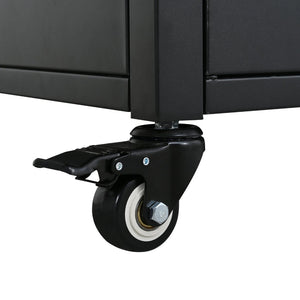 English Elm Outdoor Bbq Prep Cart Rolling Stainless Steel Grill Station with Foldable Work Surface Black N719P407404B