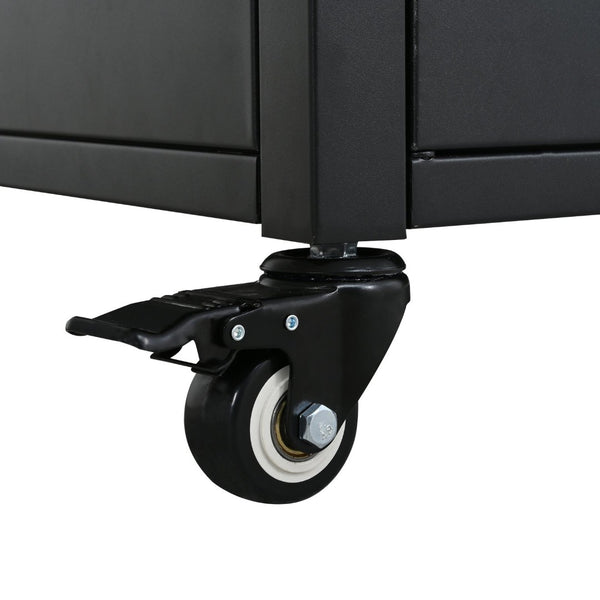 English Elm Outdoor Bbq Prep Cart Rolling Stainless Steel Grill Station with Foldable Work Surface Black N719P407404B