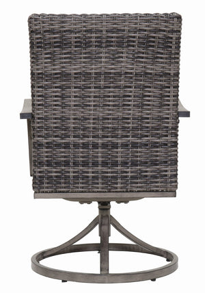 English Elm 2pcs Outdoor Swivel Wicker Dining Chairs All Weather Iron Frame Patio Set W3990P436953