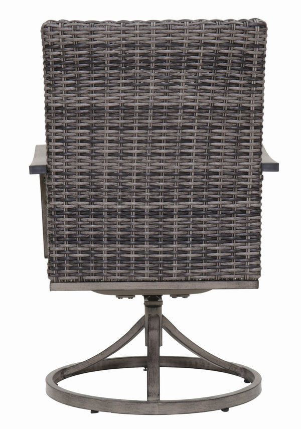 English Elm 2pcs Outdoor Swivel Wicker Dining Chairs All Weather Iron Frame Patio Set W3990P436953