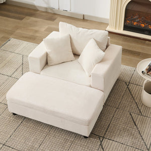 English Elm Chaise Lounge Chair With Removable Ottoman - Modern Upholstered Sleeper Couch For Living Room Comfort W1170P353046