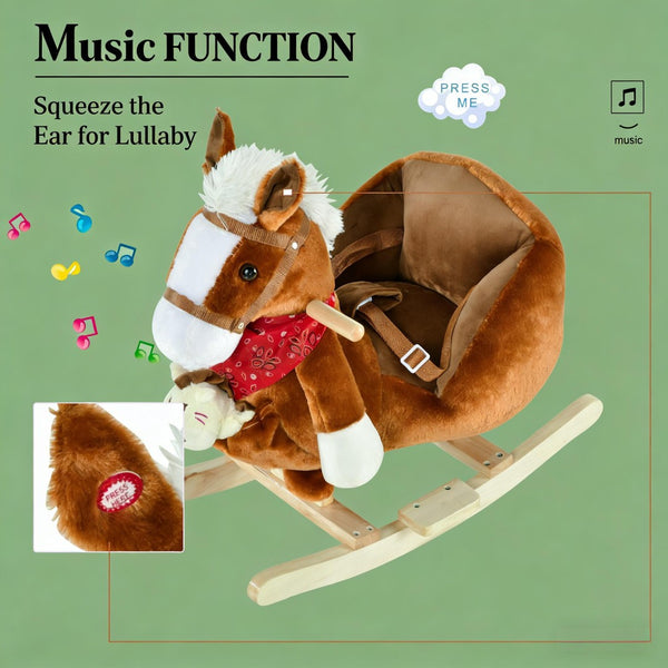 English Elm Dinosaur Plush Rocking Toy for Toddlers with Sound Effects and Wooden Base T3971P442609