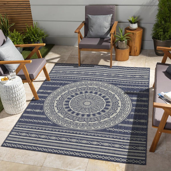 English Elm Sunshine Blue 7'10" X 10'3" Indoor/Outdoor Area Rug - Durable, Easy-Care, Pet-Friendly Design! B186P198898-GIGA