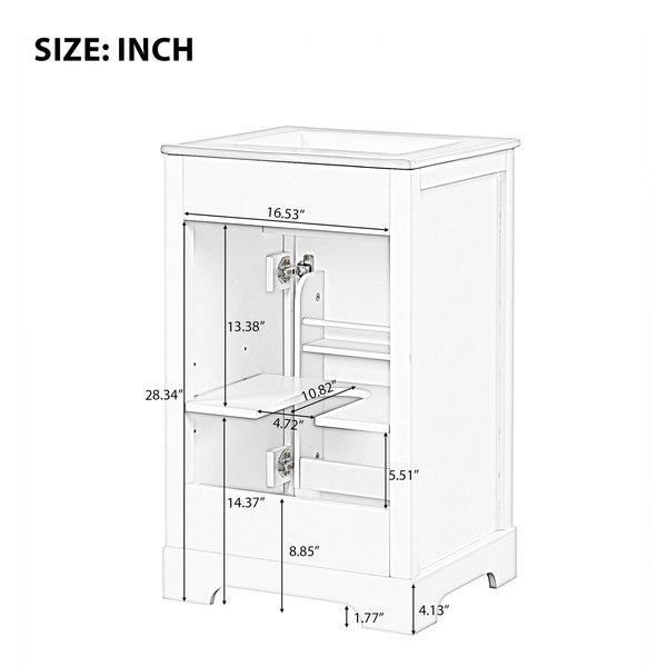 English Elm 20" Bathroom Vanity with Ceramic Sink, MDF Construction, Soft-Closing Door, Storage Rack & Shelf Grey N725P218017E