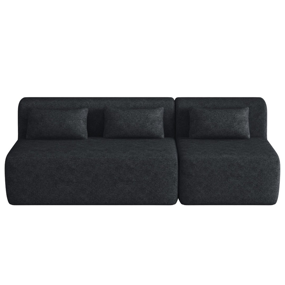 English Elm Upholstered Boucle Sofa with Lumbar Pillow Pocket Spring Seating for Living Room Black N719P250550B