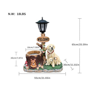 English Elm Labrador Mother and Pup Resin Garden Statue with Integrated Floral Planter Basin W5398P464250
