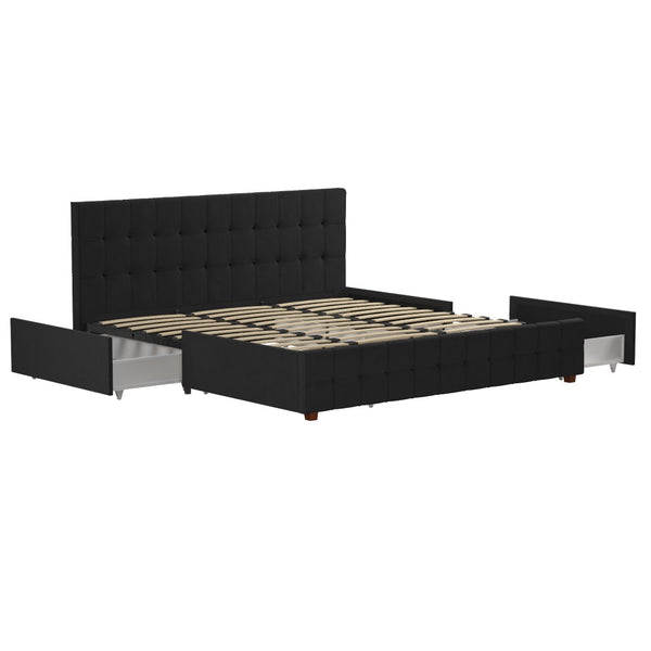 English Elm Upholstered Velvet Storage Bed with Tufted Headboard and Four Drawers for Bedroom B2733S00007