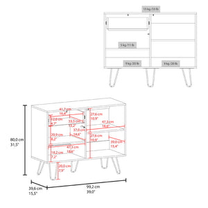 English Elm Platea Modern Sideboard White/Macadamia with Hairpin Legs — Engineered Wood Storage Cabinet, Durable elegante B092P286120