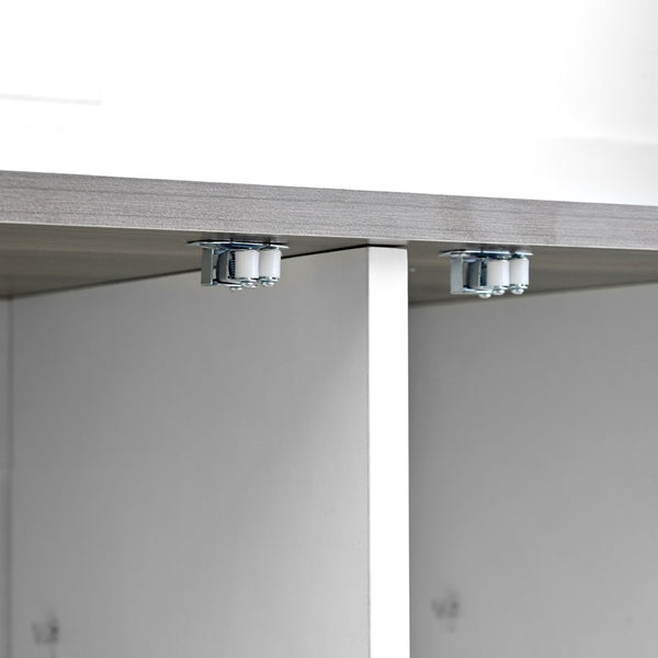 English Elm On-Trend Farmhouse 4-In-1 Hall Tree With Movable Bench, 7 Hooks, Shoe Storage & Barn Doors, White N721P205788K-GIGA