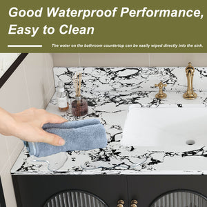 English Elm 43"X22" Bathroom Vanity Top With Undermount Sink & Backsplash - Panda White Artificial Marble Elegance W509P362108