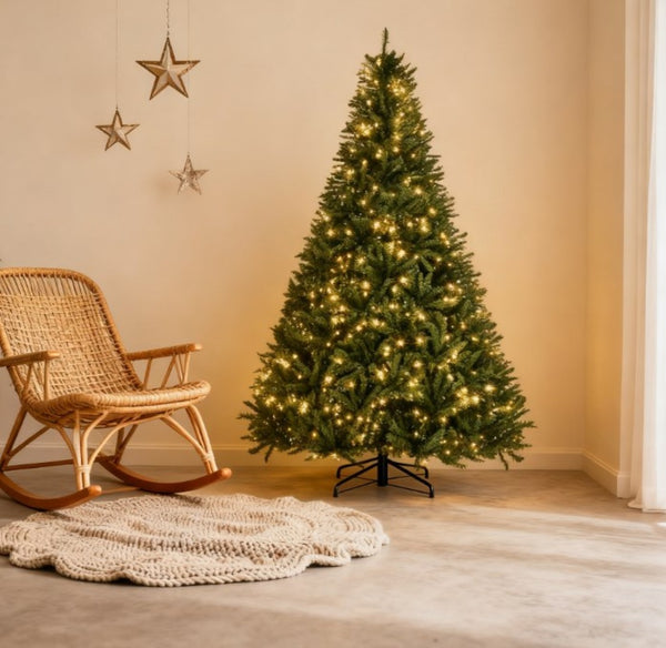 English Elm Christmas Tree Pre-lit 7 Foot Artificial Douglas Fir with 700 Warm Led Bulbs T3971P419214