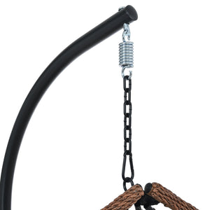English Elm U_style Wicker Hanging Egg Chair with Stand Foldable Indoor Outdoor Swing Seat Brown+Gray N711P389502G