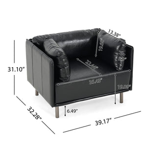 English Elm Christopher Knight Home® - 39" Vintage Black Faux Leather Lounge Chair - Stylish Comfort With Durable Build For Any Space N767P208310K