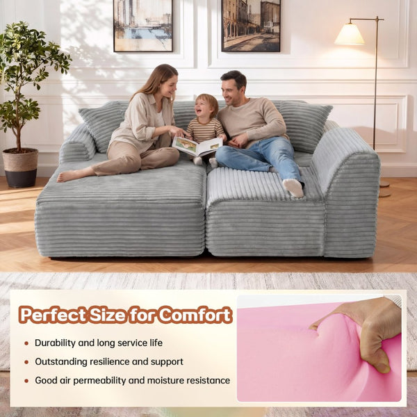 English Elm 105'' Modular Sectional with Woven Upholstery Washable Covers for Living Room W3565S00016