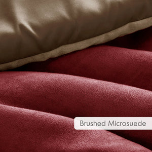 JLA Home Comfort Spaces - Pieced Faux Suede Comforter Set with Two-Tone Color-Block Design, Oeko-Tex Certified, Midweight Comfort Brick AM10-0291