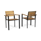 Christopher Knight Home® - Noble House - Laris Outdoor Wood and Iron Dining Chairs - Set of 2