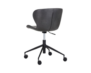 Sunpan Arabella Office Chair - Stylish Swivel Design with Channel Tufting, Black Steel Legs & Easy Mobility Bravo Portabella