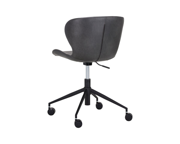 Sunpan Arabella Office Chair - Stylish Swivel Design with Channel Tufting, Black Steel Legs & Easy Mobility Bravo Portabella