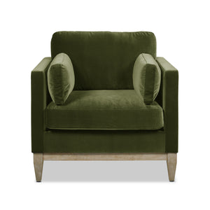 English Elm Jennifer Taylor Home - Knox 36" Modern Farmhouse Arm Chair In Olive Green Velvet - Luxurious Comfort & Timeless Design B2719P238327