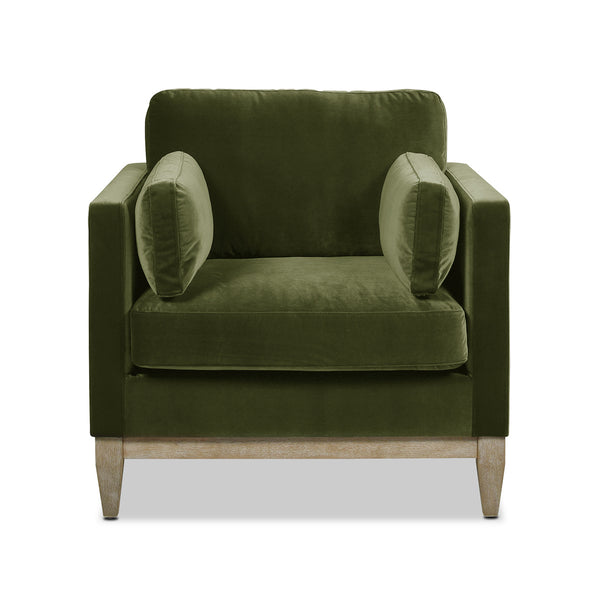 English Elm Jennifer Taylor Home - Knox 36" Modern Farmhouse Arm Chair In Olive Green Velvet - Luxurious Comfort & Timeless Design B2719P238327