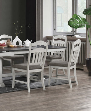 English Elm Contemporary Distressed Antique White Ladderback Dining Chairs with Padded Upholstered Seat, Set of 2 B011P251644