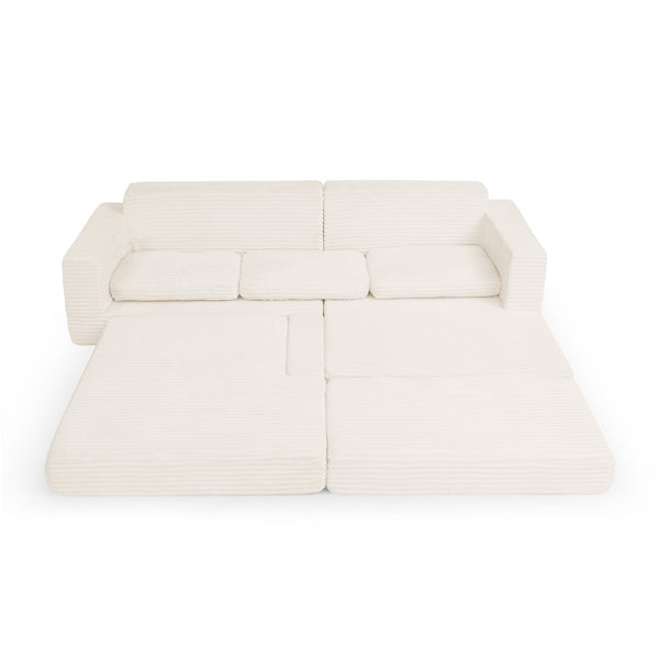 English Elm Left Sectional Corduroy Sleeper Sofa Modular L Shape Design for Modern Apartments W487S00300