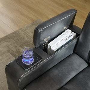 English Elm P42 Power Recliner with Led Lighting Wireless Charging and Faux Leather Home Theater Seat W1805P211241