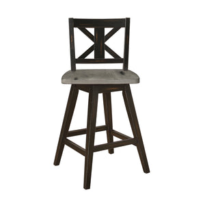 English Elm Counter Height Chairs Set Of 2 - Black X-Back Swivel Dining Chairs For Rustic Kitchen Comfort B011P194598