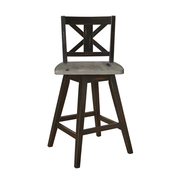 English Elm Counter Height Chairs Set Of 2 - Black X-Back Swivel Dining Chairs For Rustic Kitchen Comfort B011P194598
