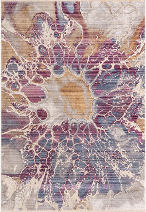 Unique Loom Deepa Imersion Machine Made Abstract Rug Multi, Ivory/Gray/Gold/Light Blue/Purple 5' 3" x 7' 10"