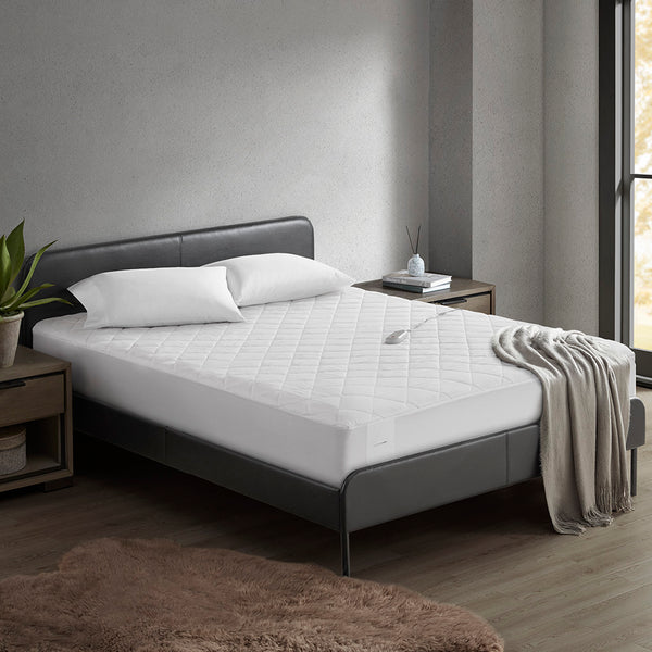 JLA Home Sharper Image - Heated Plush mattress pad with 5 heat settings, 10‑hr auto shutoff, OEKO‑TEX materials, machine washable 75 L x 54 W x 0.8H SI55-0060