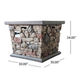 Christopher Knight Home® - Noble House - Carson Outdoor Square Fire Pit, Stone