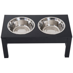 English Elm Pawhut 23" Stylish Elevated Dog Food Station With Removable Stainless Steel Bowls - Black Design W2225P217608-GIGA