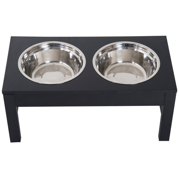 English Elm Pawhut 23" Stylish Elevated Dog Food Station With Removable Stainless Steel Bowls - Black Design W2225P217608-GIGA
