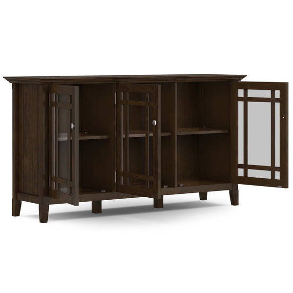 English Elm Bedford Solid Wood Buffet Cabinet with Glass Doors and Brushed Nickel Hardware B136P436037