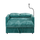 English Elm 53.9" Modern Loveseat Pull-Out Sofa Bed With Adjustable Backrest, Two Cup Holders , A Phone Holder, Three Charging Ports and Side Storage Pockets For Living Room, Teal