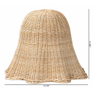 English Elm Bohemian Hand Woven Rattan Pendant Shade Bell Silhouette Scalloped Coastal Decor B2750P467785