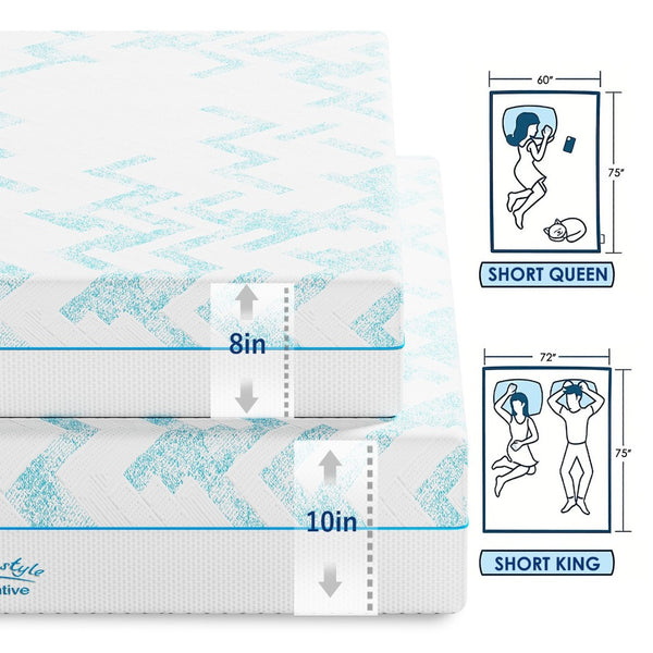 English Elm 8-inch Gel Memory Foam Rv Mattress Short Queen Breathable Jacquard Cover Spinal Support W2889P449905