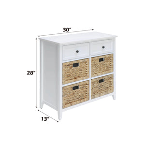 English Elm Flavius Console Cabinet with Six Storage Drawers, Basket-Front Rustic Charm & Smooth Glide Hardware for Stylish Organization White 34 L x 16 W x 11 H B2726P252319