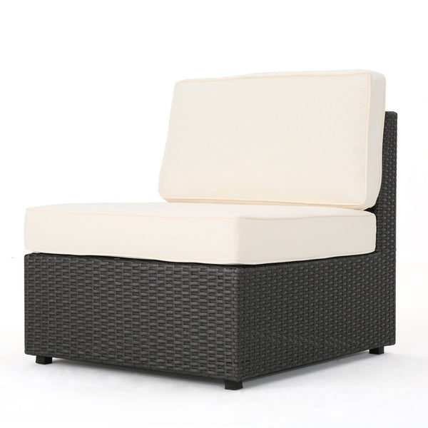 English Elm Santa Cruz Outdoor Wicker Sectional Armless Chair Set with Plush Weather Resistant Cushions Grey+White 52976.00IRNGRY
