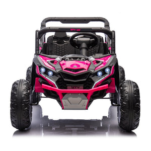 English Elm 24v Two Seat Kids Electric Utv with Parental Remote Suspension Off Road Ride On Pink W1578P184801