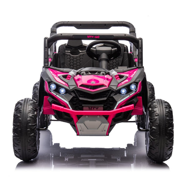 English Elm 24v Two Seat Kids Electric Utv with Parental Remote Suspension Off Road Ride On Pink W1578P184801