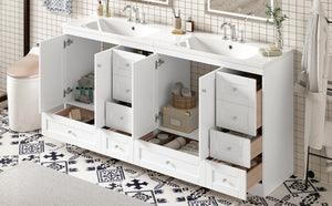 English Elm 72-inch Shaker Double Sink Freestanding Vanity with Resin Basins and Soft Close Storage N729P000010K-2