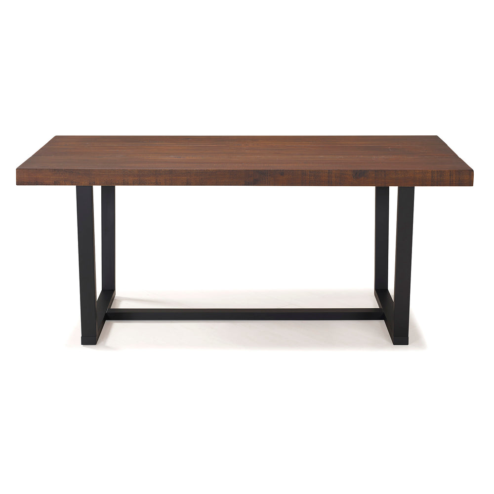 English Elm Walker Edison - Modern Distressed Solid Pine Wood & Metal Open Frame Dining Table Mahogany—Rustic Farmhouse Charm, Seats 4-6 B185P169419