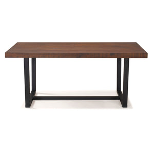 English Elm Walker Edison - Modern Distressed Solid Pine Wood & Metal Open Frame Dining Table Mahogany—Rustic Farmhouse Charm, Seats 4-6 B185P169419